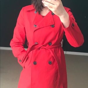 Red trench raincoat, Old Navy.